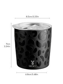 Meoky 8oz 黑色豹紋短款不鏽鋼杯，附防濺蓋，便攜日常飲水杯 - 黑色豹紋 - 查看 9