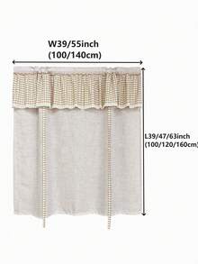 1pc Vinatge Plaid Valance Tie Up Curtain, Farmhouse Linen Balloon Window Shade, Light Filtering Adjustable Bow Roman Curtain For Bedroom Kitchen Cafe Window Decor - Beige - View 11