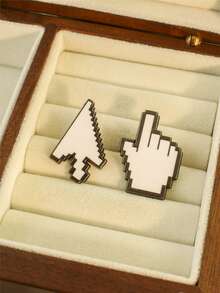 White Mosaic Arrow Finger Pointing Oil Drip Brooch - Multicolor - View 5