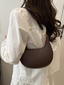 New Premium Shoulder Underarm Bag, Fashion Niche Handheld Dumpling Bag, Shoulder Commuter Bag, Purse, Minimalist, Lightweight, Casual, Versatile, Soft - Coffee - View 4