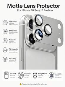 2PCSCamera Lens Protector Film Compatible With IPhone 18 Pro Max/18 Pro, Matte Tempered Glass Lens Cover, Anti-Scratch HD Protection Phone Accessories (Blue/Red/Silve) - Red - View 6