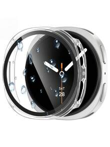 3 In 1 Case With Tempered Glass Screen Protector Compatible With Samsung Galaxy Watch 8/9 40mm 44mm Ultra-Thin Full Coverage Hard PC Anti-Scratch Anti-Slip Anti-Collision High-Definition Protective Case Galaxy Watch 8/9 Protective Shell 44mm 40mm Sports Accessories Classic Watch 9 Watch 8 Unisex, Black/Transparent/Rose Gold/Starlight - Integrated Case and Film - View 15