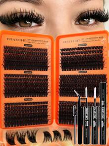 CMAYOME 720/648 DIY Complete Set Of Cluster Adhesive False Eyelashes - Includes Soft False Eyelash Clusters In 8 To 16mm Different Lengths, Soft And Fluffy Touch. This Set Includes Cluster False Eyelashes, Waterproof Glue, Tweezers And Brush. - Multicolor - View 4