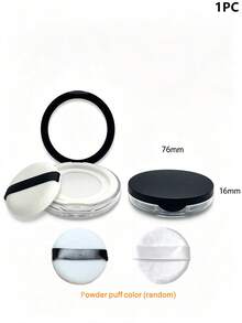 3/2/1 pieza Estuche de viaje de plástico para polvo con borla, reutilizable, con tamiz giratorio y tapa de rosca negra, adecuado para cosméticos, base de maquillaje y otros productos - Multicolor - Ver 9