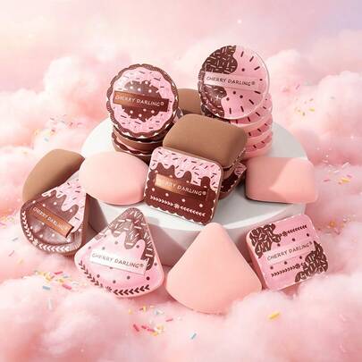 3 piezas de esponjas de maquillaje en forma de nube de galleta, colores surtidos, adecuadas para base de maquillaje, crean un efecto de maquillaje natural ligero y transpirable, adecuadas para todo tipo de piel, talla grande uniforme y adherente, evita la aplicación desigual, presionar o dar toques para aplicar