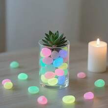 100pcs/Random Glow-In-The-Dark Pebbles, Used For Garden Decoration, Potted Plants And Aquarium Accents, Resin Craft Stones Suitable For Vases And Glass Tanks, Glow Stones Diameter 0.5 Inches, Glow In The Dark After Exposure To Sunlight, Random Colors - A - View 3