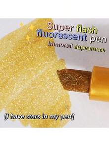 8 Colors Glitter Shimmer Highlighters, Chisel Tip Glitter Highlighter Pens For Journaling, Notes Marking, School Office Supplies, Planner Decorating - Multicolor - View 7