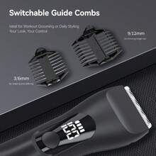 中性電動體毛修剪器，防水陰部與比基尼區域修剪器，無線乾濕兩用刮鬍機，附USB直立充電底座（黑色） - 多色 - 查看 6
