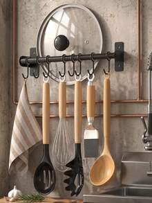 Rak Peralatan Dapur Gantung Dinding, Kait Rel Gantung Dapur Logam, Tempat Penyimpanan Peralatan Gantung Dinding Tugas Berat untuk Sendok, Pengocok, Handuk, Panci, dan Handuk Dapur agar Mudah Dijangkau, Pengatur Penyimpanan Dapur - beraneka warna - View 4