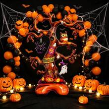 1pc 45.27" Halloween Dead Tree Standing Aluminum Foil Balloon, One-Piece Floor-Standing Tree Design With Spider, Owl, Ghost, Pumpkin Elements, Large Floor Decoration For Halloween Home, Yard, Party Backdrop - View 4