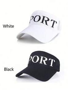 Letter Open Top Sun Hat For Women, Wide Brim Sun Protection Hat, High Ponytail Compatible, Breathable, Non-Stuffy, Knitted, Men's Sports Outdoor Running Versatile Sun Hat - Multicolor - View 5
