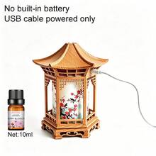 2.2W USB超声波加湿器，带夜灯，160ml便携式桌面空气加湿器，中式亭阁造型，ABS塑料材质，无需电池，适用于家庭、办公室、卧室 - 涼亭加濕器 - 查看 14