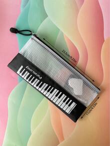 6pcs/Set Music Piano Pencil Bag Zipper Stationery Pouch School Students Ruler Pencil Eraser Pens Organizer Bag Back To School Gift - Pencil Case Set - View 5