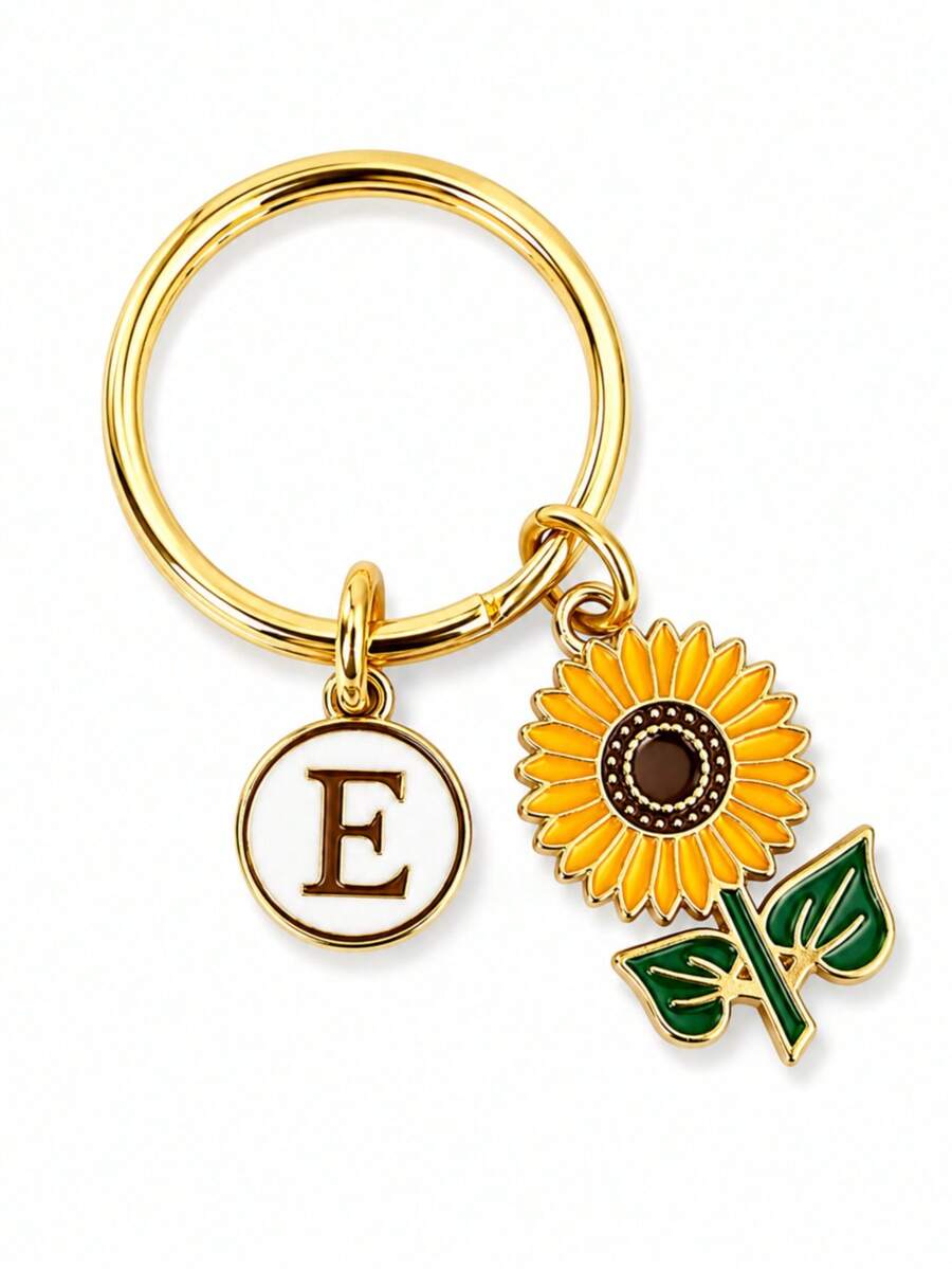 Llavero de girasol personalizado, regalo para niñas, temporada de graduación, Día de la Madre, regalo de llavero de girasol, pequeño regalo de vuelta a la escuela, llavero de flor amarilla, llavero para mujeres, accesorio de llavero para coche