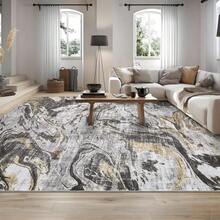 Techigher Machine Washable Hallway Runner Rug, Non Slip Kitchen Runner Mat, Modern Abstract Bedside Rug, Low Pile Foldable Floor Carpet For Entryway, Laundry Room, Bathroom - Grey - View 7