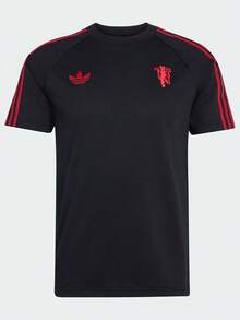 Adidas Men's MUFC OG TEE Short Sleeve Knit Collarless T-Shirt TKY9471 - Black - View 3