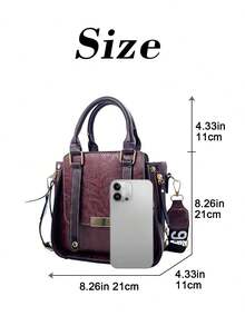 Women Fashion Handbags Top Handle Shoulder Bag Wallet Classic Vintage PU Leather Shoulder Bag Casual Crossbody Bags For Valentine's Day Use - 紫色 - 查看 8