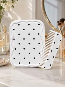 Cermin Rias Lipat Mini Portabel Motif Polkadot Baru dengan Sisir, Putih dengan Desain Tempat Sisir, Dihiasi dengan Pola Polkadot; Cocok untuk Perjalanan dan Penggunaan Sehari-hari; Cermin Rias Lipat Meja Persegi Panjang Gaya Minimalis, Perlengkapan Penting untuk Kembali ke Sekolah, Musim Kembali ke Sekolah, Hadiah untuk Teman, Keluarga, dan Guru - MultiWarna - View 13