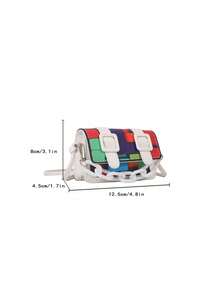 Mini Acrylic Decorative Chain Lipstick Crossbody Bag - Beige - View 5