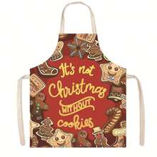 1pc Cute Christmas Theme Linen Children's Apron, Holiday Gingerbread Man, Snowflake, Santa Claus, Dachshund Print, Suitable For Christmas Holiday Party - Multicolor - View 13