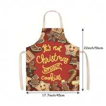 1pc Cute Christmas Theme Linen Children's Apron, Holiday Gingerbread Man, Snowflake, Santa Claus, Dachshund Print, Suitable For Christmas Holiday Party - Multicolor - View 9