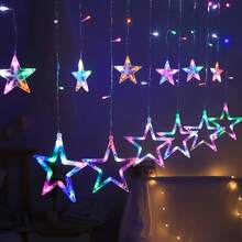 1pc LED Star Curtain String Lights, 8 Multi-Function Lighting Modes, Warm White LED Star Waterfall Lights, Christmas Decoration Lights, Suitable For Wedding, Birthday, Christmas, Valentine's Day, Party Decoration - Star - View 7