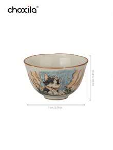 choxila 1 pieza Taza de té con forma de gato lindo y boca de girasol de 50ml, taza de té de cerámica con esmalte de grietas de hielo de horno Ru, taza maestra personal para amantes del té - taza - Ver 11