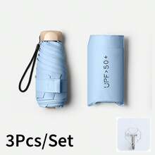 Mini Travel Sun Umbrella UPF 50+ UV Protection Portable Folding Sunshade Umbrella With Storage Bag Lightweight Waterproof For Travel And Daily Use - Multicolor - View 16