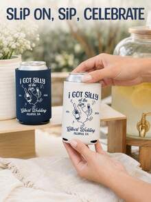 1pc Custom Can Cooler Wedding Favors, Personalized Silly Goose Can Sleeve, Wedding Party Drink Holder, Bride And Groom Reception Keepsake. - Multicolor - View 5