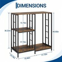 4-Tier Baker's Rack With Mini Fridge Stand - Coffee Bar & Microwave Stand - Heavy-Duty Metal & Wood Kitchen Storage Shelf, Freestanding Kitchen Station - Brown - View 2