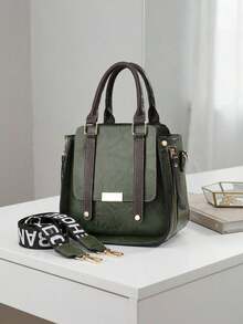 Women Fashion Handbags Top Handle Shoulder Bag Wallet Classic Vintage PU Leather Shoulder Bag Casual Crossbody Bags For Valentine's Day Use - 軍綠色 - 查看 2