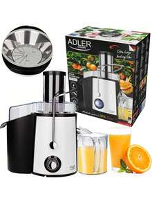 Adler Juicer, Centrifugal Juicer, Fruit & Vegetable Juicer - 75mm Feed Chute, 2 Speed Levels, Stainless Steel, 2L Pulp Container, 1000W (Max 2000W), White/Black - EU E Type Plug(220-240V) - View 10