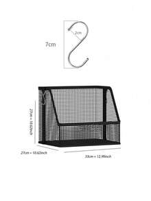 Hanging Storage Basket, Stackable Hanging Storage Baskets, Black Woven Mesh Organizer, Multi-Functional S-Hook, Suitable For Dorm, Bedroom, Closet | Space-Saving Hanging Clothes & Bedding Organizer | With Stable Hanging Device | All-Season Closet Essential | Back To School Season - Multicolor - View 12