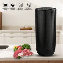 Knife Block, Universal Knife Rack, Countertop Cutting Board Knife Stand, Cylindrical Design And A Removable Bamboo Lid With Multiple Slots, Stylish, Modern Kitchen Accessory Suitable For Chef's Knives, Scissors, Peelers, And Knives Of Various Sizes - Black - View 5