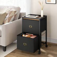Compact Mobile File Cabinet, Under Desk Vertical Storage Organiser With Wheels, A4 Letter Size Rolling Filing Cabinet For Home Office Workspace - Black - View 7