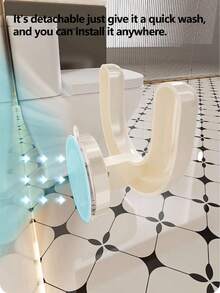 1/2 PCS Wall-Mounted U-Shaped Slipper Rack, Wall Mounted Bathroom Drying Rack, Cream Shoe Rack, Wall-Mounted U-Shaped Slide Rack; Wall Mounted Bathroom Drainage And Storage Rack, No Need For Perforated Cream Colored And Gun Gray Hooks - Multicolor - View 9