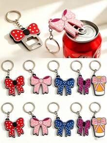 2/1pc Cute Bow Gift Can Opener Keychain, Portable Soda Beer Easy Pull Tab Removal Tool, Mini Beverage Bottle Opener Bag Charm, Suitable For Camping Garden Home Kitchen Back To School Autumn Decoration, Gift For Girls Friends Family Lovers - Multicolor - View 4