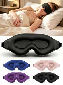 1pc Ultra Soft 3D Blackout Sleep Mask, Relieves Insomnia, Unisex, Student Nap Travel Eye Mask, Suitable For Long Flights, Deep Sleep, Business Travel, Yacht Trips, Back To School Essential Rest Accessory - Multicolor - View 3