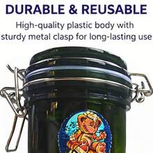 Christmas/Halloween/Pattern Creative Sealed Jar, 200ml Storage Container With Leak-Proof Sealing Gasket And Sealed Hinge Lid, For Airtight Storage, Cartoon Sealed Jar, Vanilla Storage, Keep Vanilla Fresh, Moisture-Proof And Waterproof, Easy To Carry - 1pc - Graffiti Storage Box - View 4