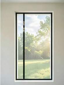 Zippered Mosquito Screen Door, High Transparency Dense Mesh, Home Bedroom Balcony Insect Proof Screen Door, Minimalist Black Frame - White Mesh With Black Trim, Left-side Zipper. - View 8