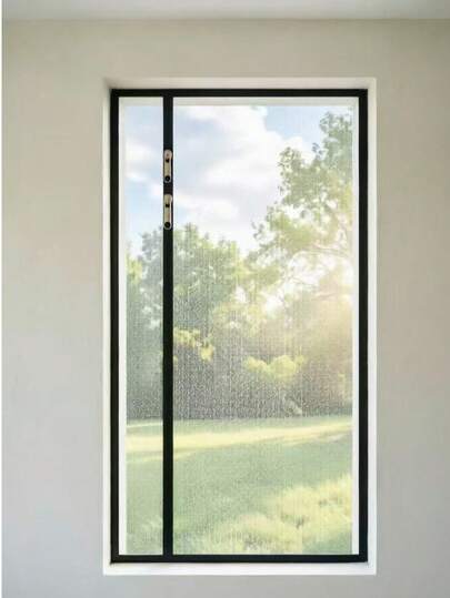 Zippered Mosquito Screen Door, High Transparency Dense Mesh, Home Bedroom Balcony Insect Proof Screen Door, Minimalist Black Frame