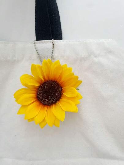 Artificial Flower Keychain Bag Charm Canvas Bag Pendant Sunflower DIY Flower Head Silk Flower Sun Flower Home Hotel Living Room Decoration Small Ornament Keychain Pendant