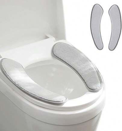Thick And Warm Toilet Cushion Cover - With Sticky Toilet Cushion - Washable And Reusable Winter - Double Flap Separation, TPR Back Adhesive, Soft And Protective ()