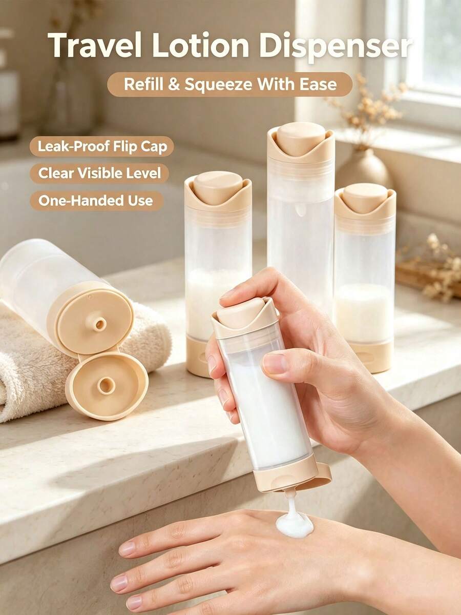 Travel Dispenser Bottles, Press-Type Lotion Bottles, Hand Soap And Shower Gel Bottles, Plastic Empty Bottles, Suitable For Travel And Home Use - Multicolor - View 1