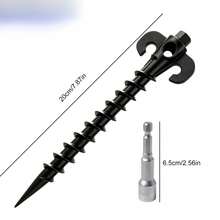 20/10pcs Heavy Duty Spiral Tent Stakes Set With 1 Sleeve Combination Set - 7.9 Inch Screw-In Ground Anchors, Suitable For Camping, Beach, Inflatable Equipment And Garden Lawn - Durable Outdoor Windproof Stakes - Spiral Tent Peg Set - View 5