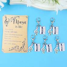 5pcs Music Theme Keychains With Greeting Cards, Suitable For Handbags, Luggage Charms, Perfect Gift For Music-Loving Colleagues, Partners, Close Friends, Music Festivals, Concert Celebrations Or Daily Sharing - Multicolor - View 5