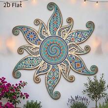 2D Flat Acrylic Sun Mandala Wall Decor, Vintage Bohemian Country Style Design, Suitable For Hanging In Courtyards, Gardens, Porches And Living Rooms, Unique Shape Creates A Rich Atmosphere - Decorative Ornament - View 3
