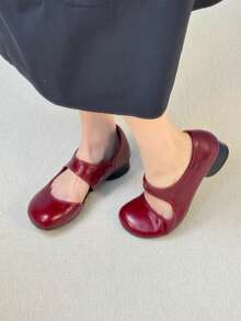 Zapatos de tacón de gatito estilo francés primavera/otoño para ir al trabajo 2026 nuevos zapatos de tacón medio con punta puntiaguda color púrpura para mujer zapatos de boda - Burdeos - Ver 4