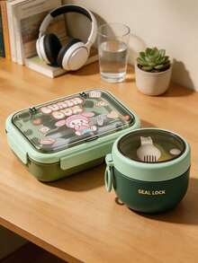 SEAL LOCK Cartoon 4-Compartment Lunch Box Set, Portable Food Container, Large Capacity Food Storage Box, Lunch Box Set For Students And Office Workers - Multicolor - View 8