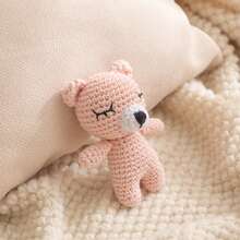 Handmade Crochet Baby Comfort Toy Bib, Mother And Baby Gift, Baby Keepsake Gift, Easter Gift, Children's Bedding Suitable For Babies 0+ - Pink Sleeping Bear - View 10